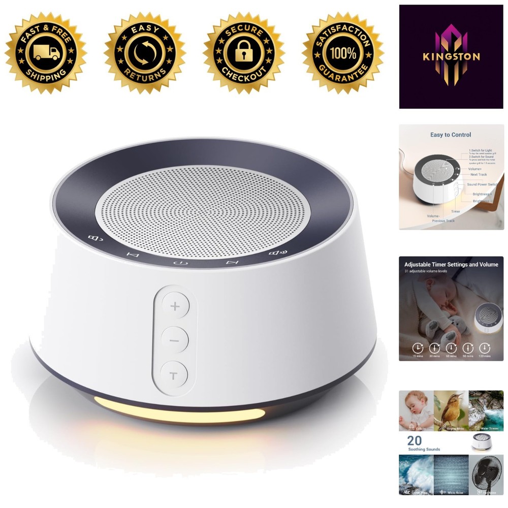 5-Timer White Noise Machine with Night Light - Calm Your Space Effortlessly