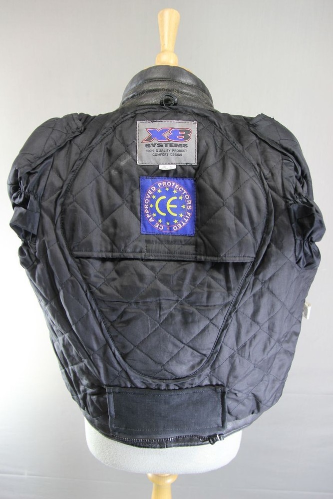 X8 SYSTEMS CLASSIC BLACK LEATHER BIKER JACKET 36 INCH