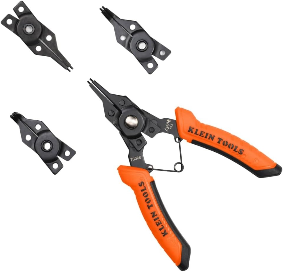 Klein Tools 73066 Convertible Snap Ring Pliers Set, 6-in-1 Internal External Cli