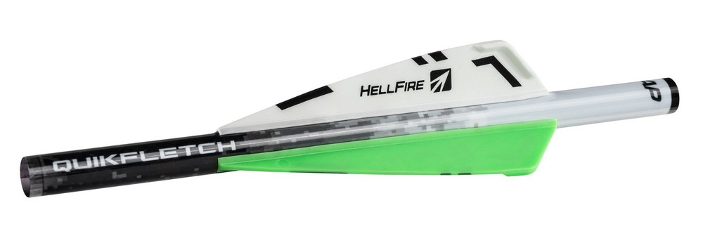 Quikfletch Hellfire Stabilizing Fletching - White/Green 3" Vane