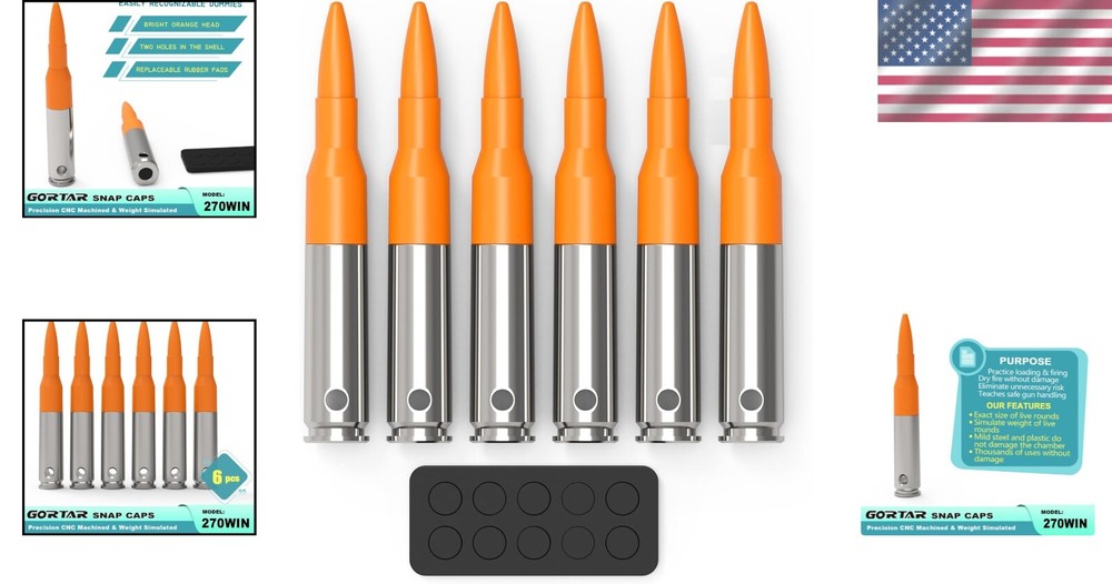 Close to Real Weight Snap Caps - 6 Durable Dummy Rounds for Safe Reloading