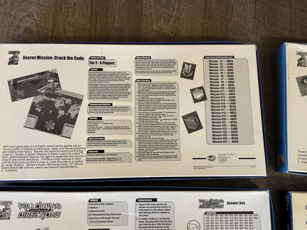 🔥4 LEARNING WELL READING COMPREHENSION BOARD GAMES BLUE LEVEL ED GRADE 3 4 5