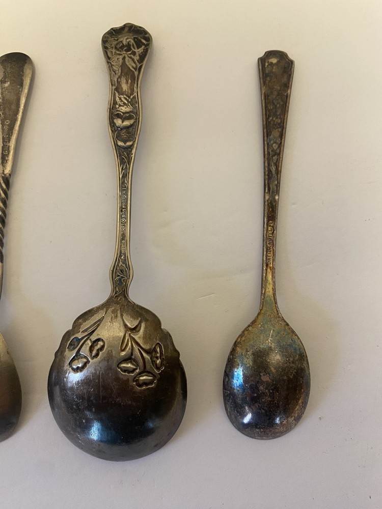 Lot of Vintage Silver Plate Salt Pepper Gravy Spoon Tongs Rodgers 1881 AS-IS