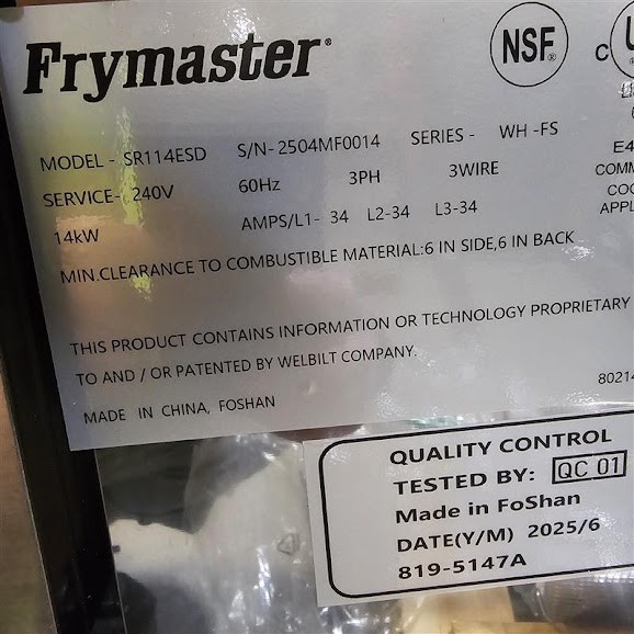 Dean by Frymaster SR114E Super Runner Economy 40 lb. Electric Floor Fryer - 240V