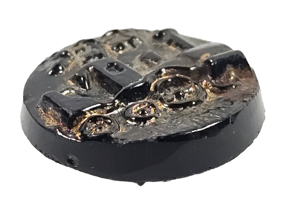 Victorian 1800s Black Glass Train Engine Button Old 11/16”