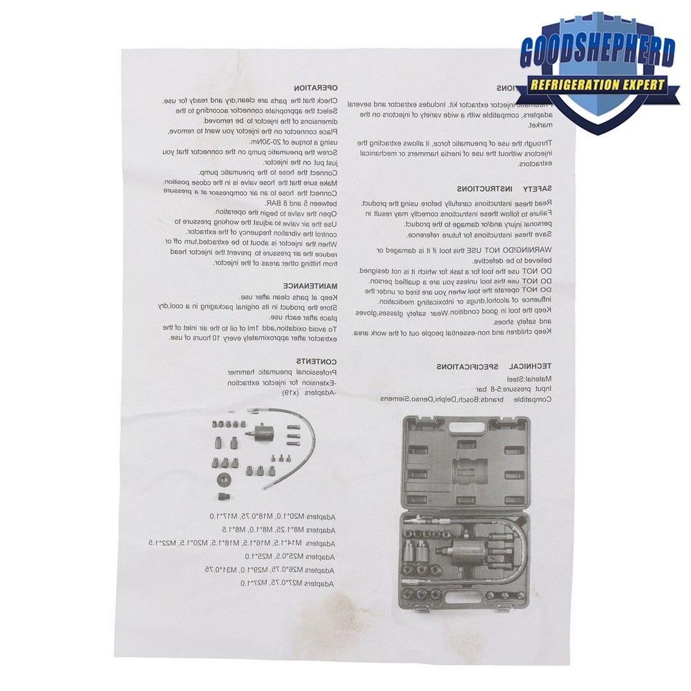 21Pcs Universal Diesel Injector Pneumatic Puller Removal Tool Kit with Case