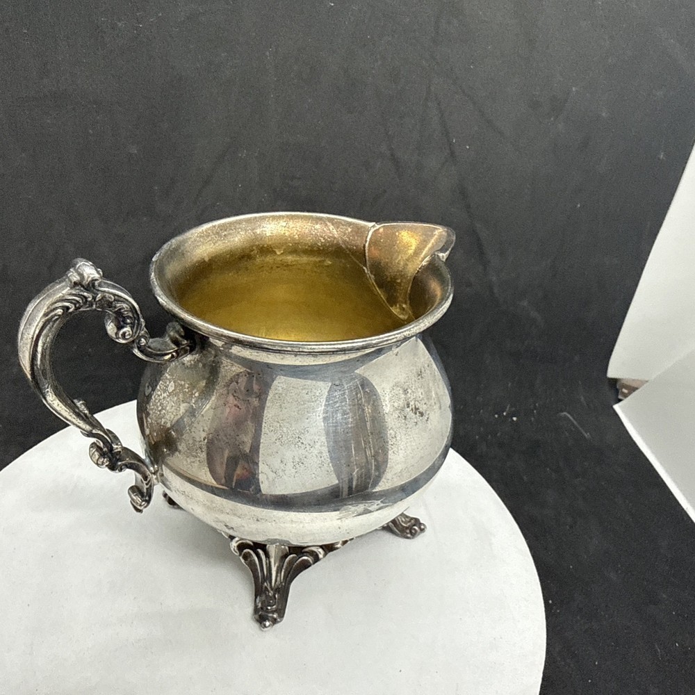 Oneida Silver-Plated Creamer Container Ornate Handle Spout Solid Base