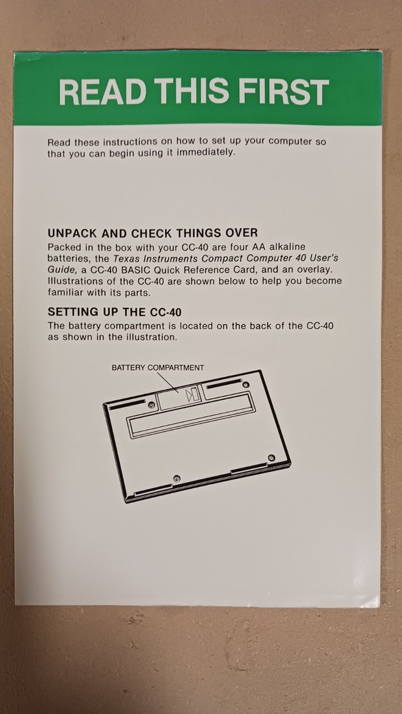 Texas Instruments Compact Computer 40 User's Guide