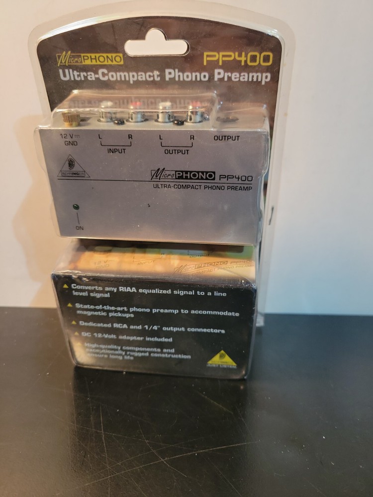 Behringer Microphono PP400 Ultra-Compact Phono Preamp in Silver NEW