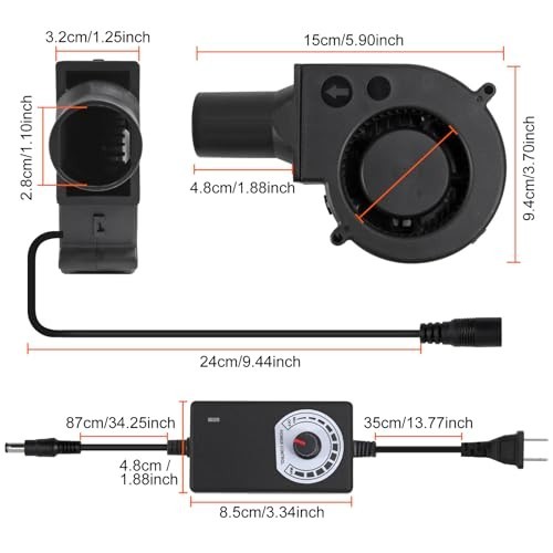 2Pcs 97mm BBQ Fan Blower 12V with Variable Speed Controller for Quick Charcoal S