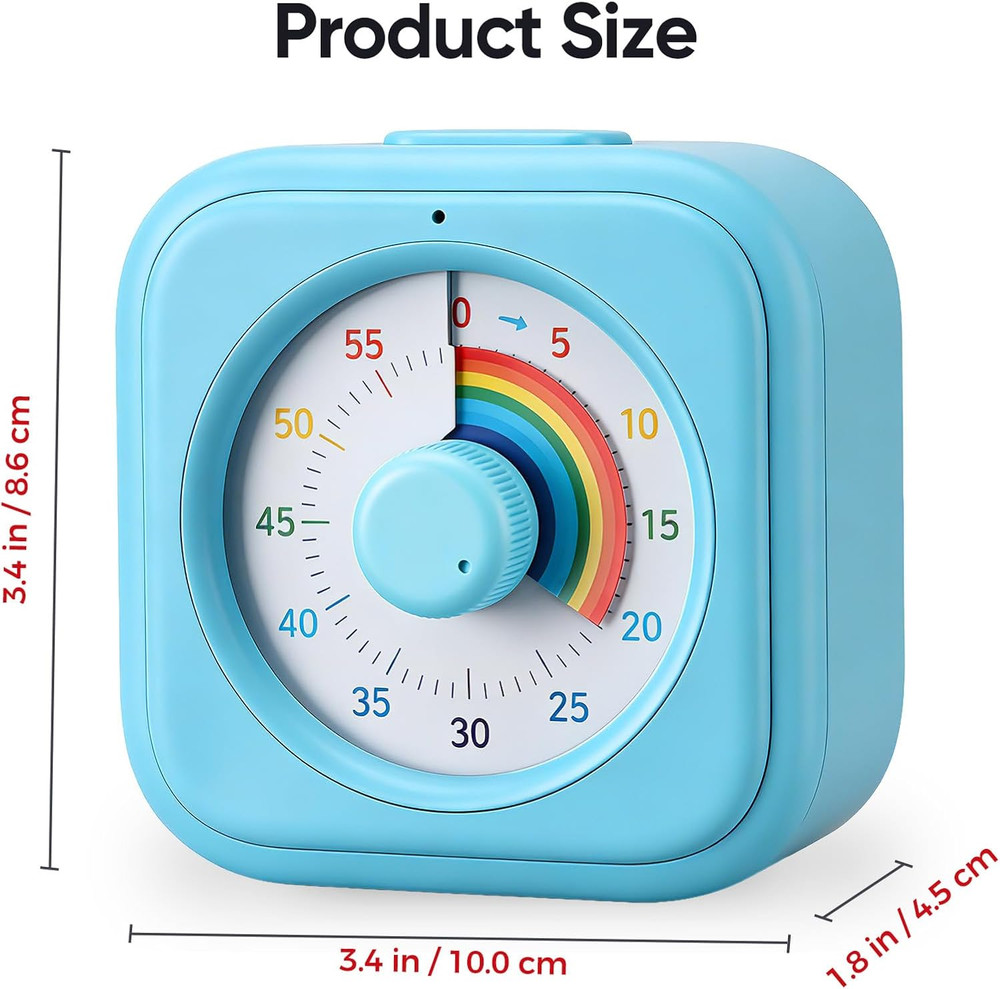 Rainbow Visual Timer for Kids, 60 Minute Silent Countdown Timer, Time Management