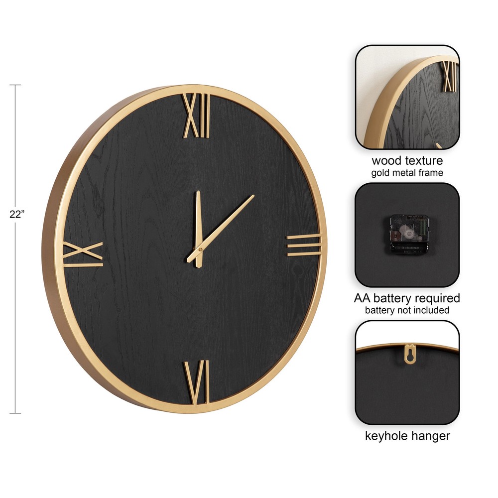 Kate and Laurel Pronte Wood Wall Clock