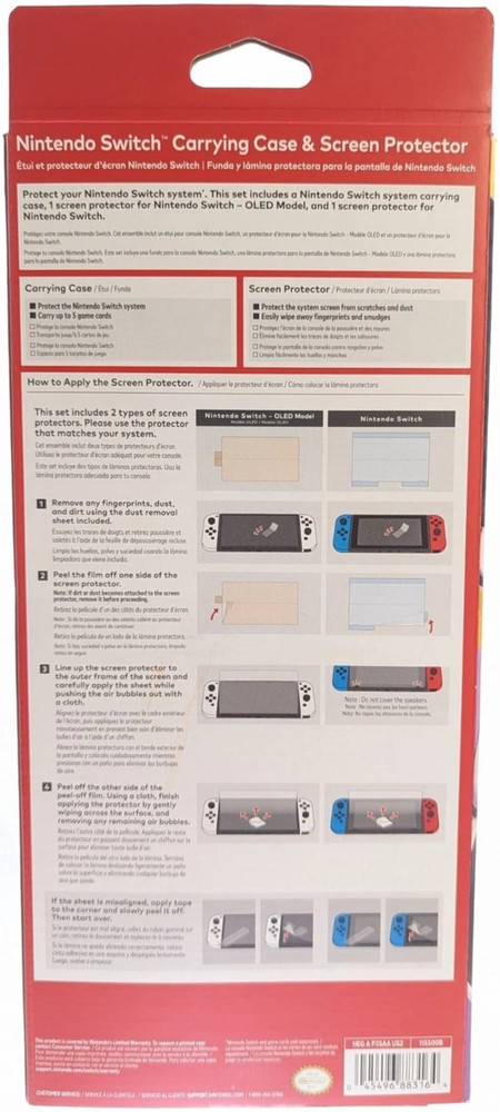 FACTORY SEALED Nintendo Switch Carrying Case & Screen Protector - BLACK & WHITE