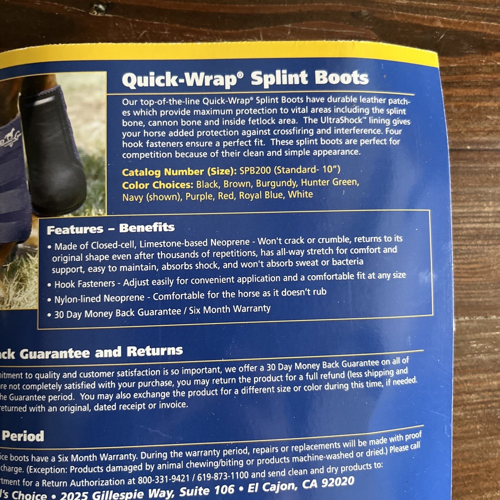 Professionals Choice SPB200 Quick Wrap Splint Boots Standard-10” Navy