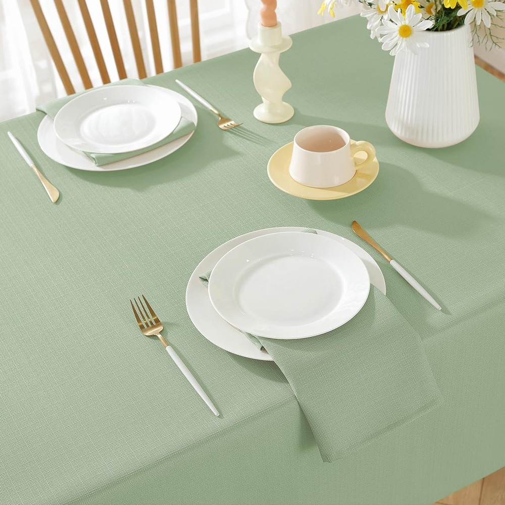 Textured Square Tablecloth Spill Proof Polyester Fabric Table Cloth, Faux Lin...