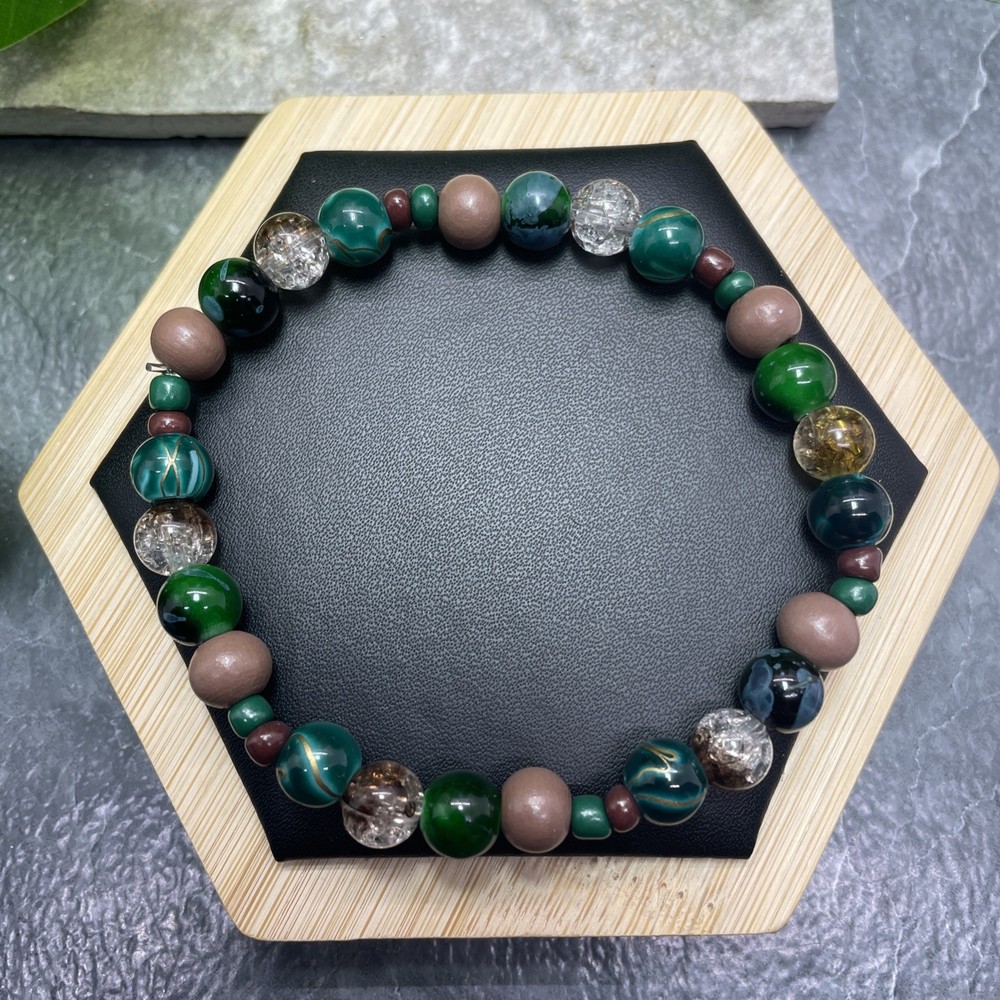 Handmade Bead Beaded Stackable 8” Plus Stretch Bracelet New Free Ship C1367
