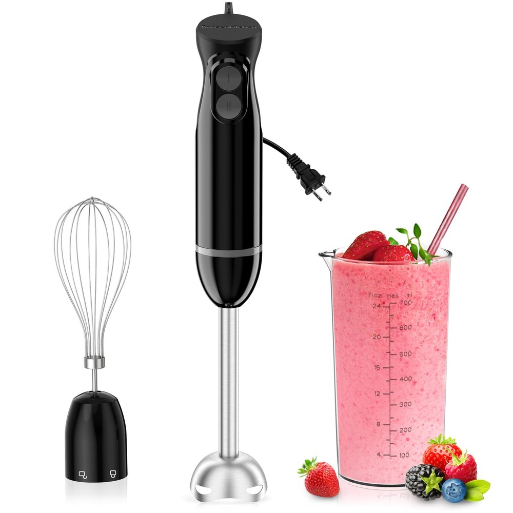Immersion Blender Handheld, 2 Mixing Speed Hand Blender with Sharp Blades, 3-...