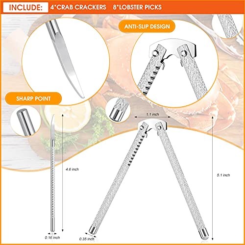 12 Pack Nut Cracker Set Nutcracker and Picks Set Stainless Steel Nut Opener