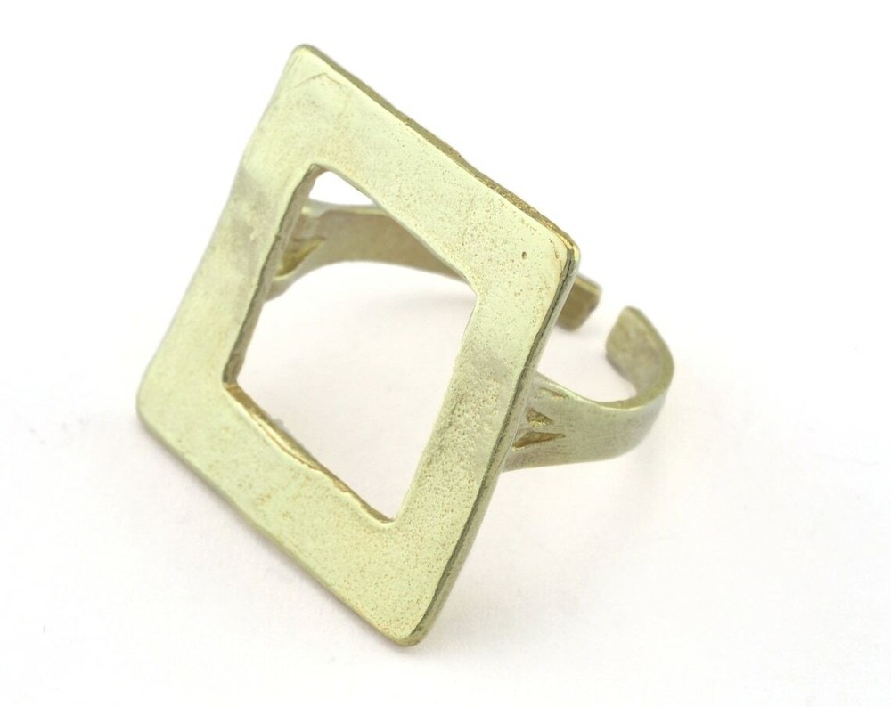 Square Ring Adjustable Raw brass (21mm 11US inner size) 3266