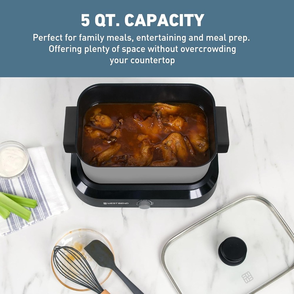 West Bend Versatility Slow Cooker ,5-Quart, Silver