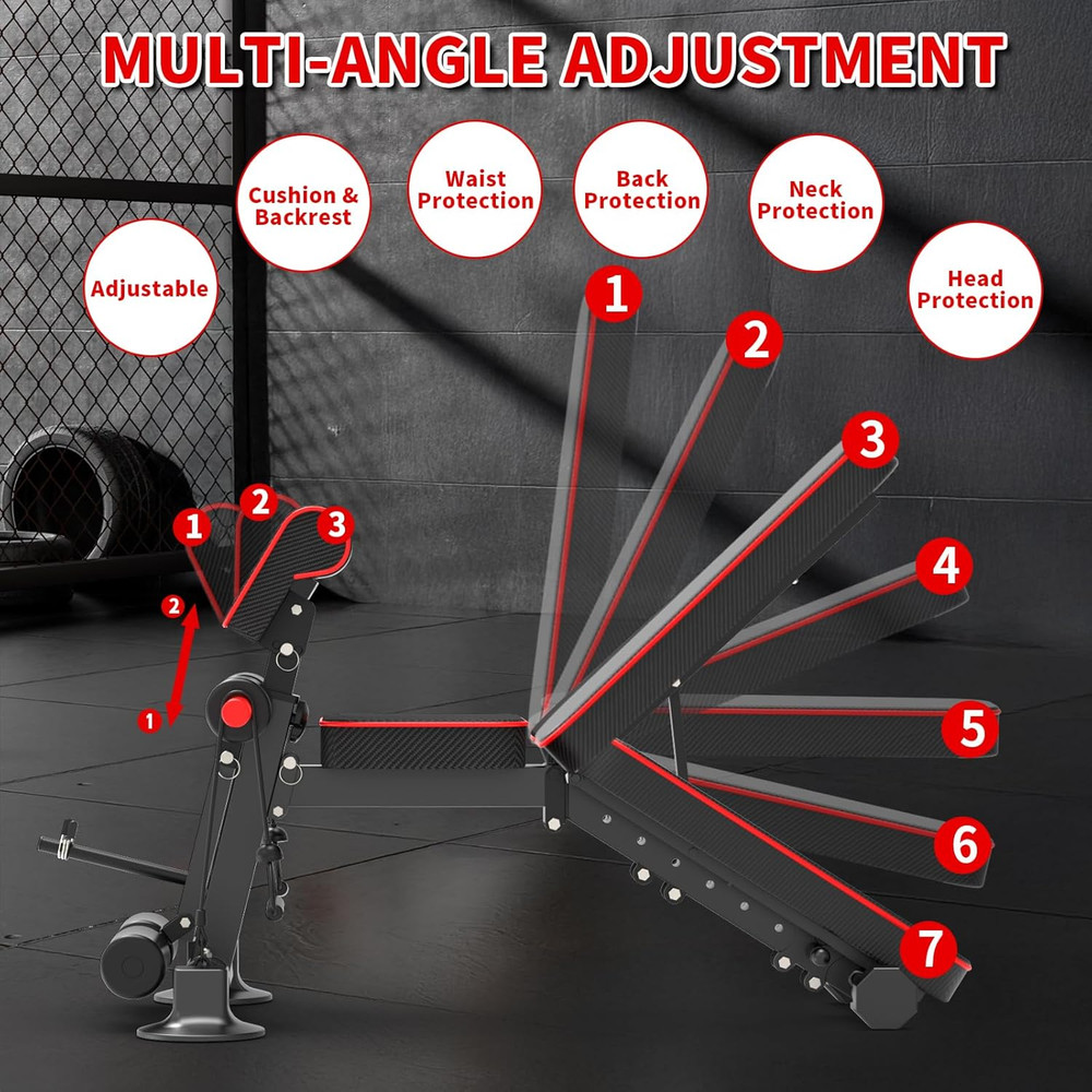 Adjustable Weight Bench - Utility Workout Benches for Exercise, Free Installatio