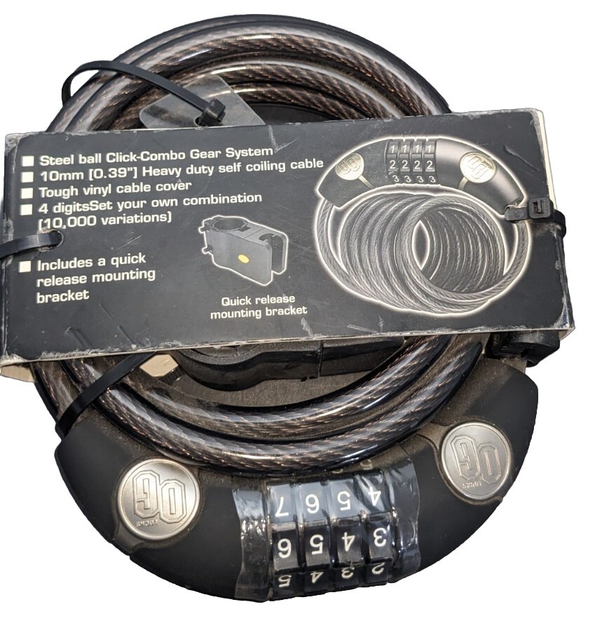 OnGuard 5503 Coil Cable Lock w Quick Release Bracket 6' L 4 Digit # NEW FREE SH