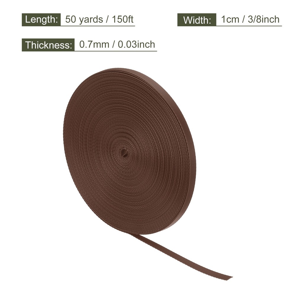 Flat Nylon Webbing Strap 3/8 Inch 50 Yards Brown for Backpack