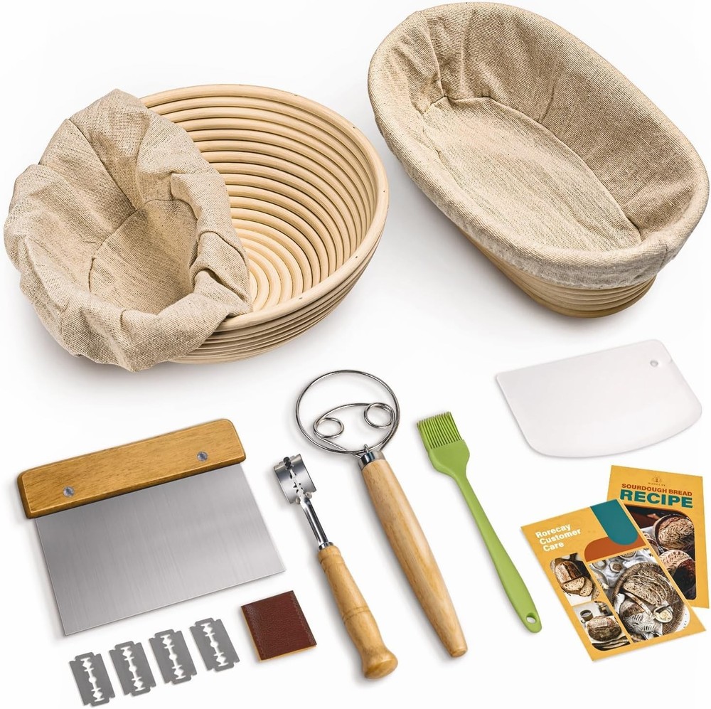 Sourdough Bread Banneton Proofing Basket Set