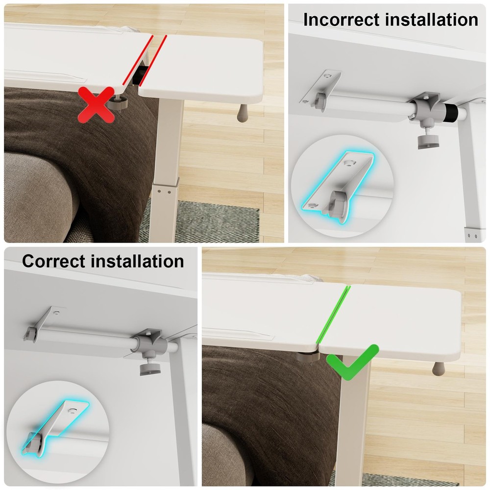 PUNCIA Height Adjustable Overbed Table with Pneumatic Lift Rectangular, White