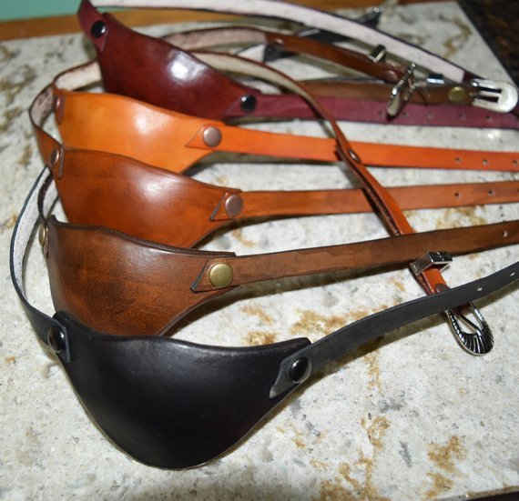 Leather eye patch for adults - adjustable with buckle - good for permanent use