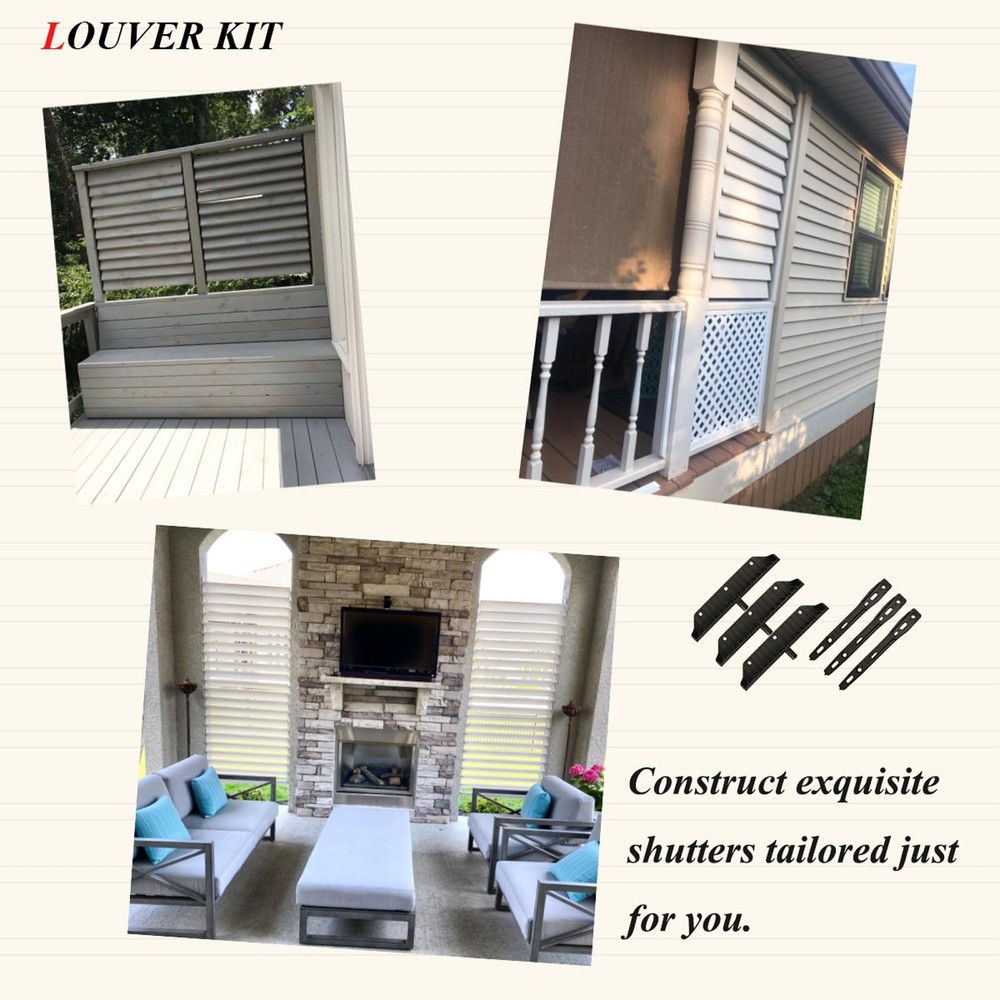Explranltec Louver Bracket Kit, Deck Sunblind System, Shutters Hardware Black