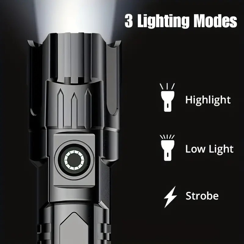 Mini Rechargeable LED Flashlight Tactical Police Super Bright Torch Zoomable Lot