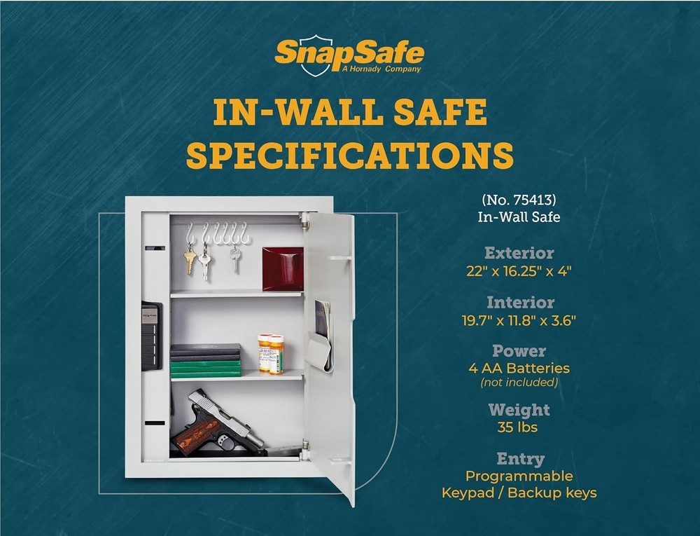 Snapsafe In Wall Safe - Light Grey - 75413