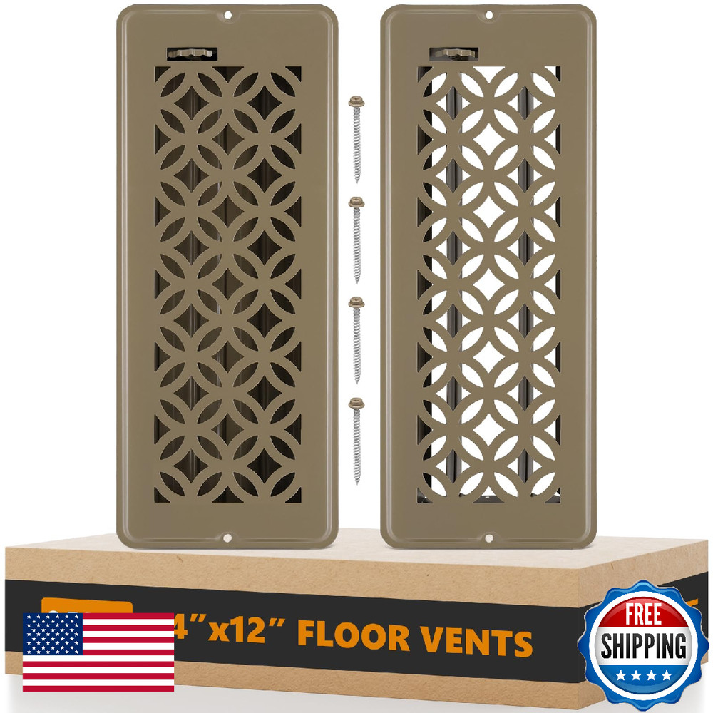 Floor Vent Covers, Floor Register 4x12, 2 Pack Adjustable Decorative Vent Covers