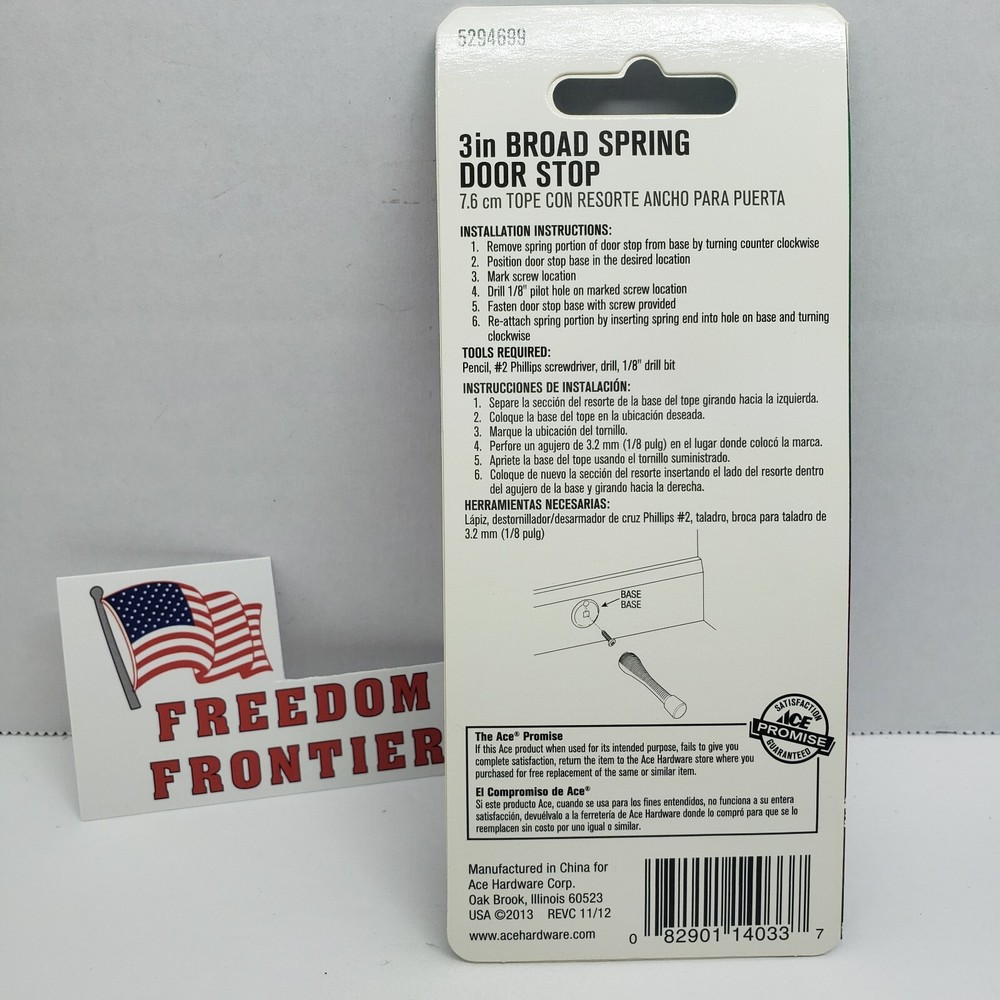 ACE Broad Spring Door Stop White 2 Pack 3" #5294699