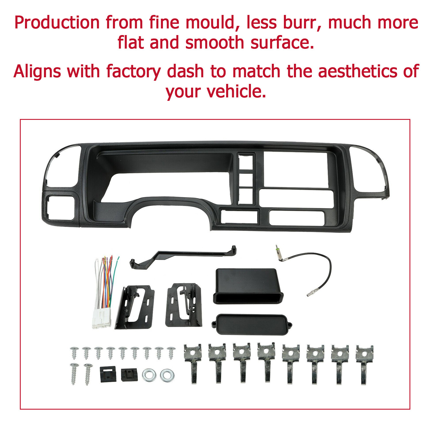 Double DIN Truck Dash Kit For 1995-02 GMC Full Size Trucks / SUVs Vehicles Black