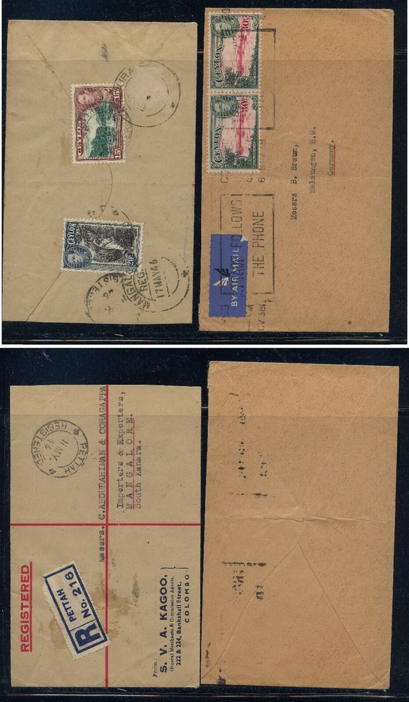 Ceylon  2  covers, one  registered