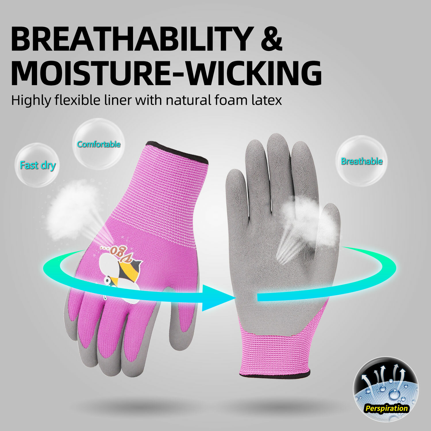 Vgo 1/3Pairs Age 3-9 Kids Latex Gardening Gloves Work Gloves(KID-RB6013)