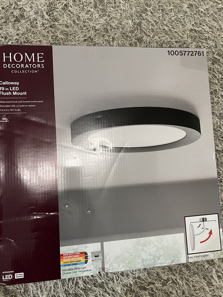 Home Decorators Collection Calloway 19 in. Matte Black Concave Selectable LED Fl