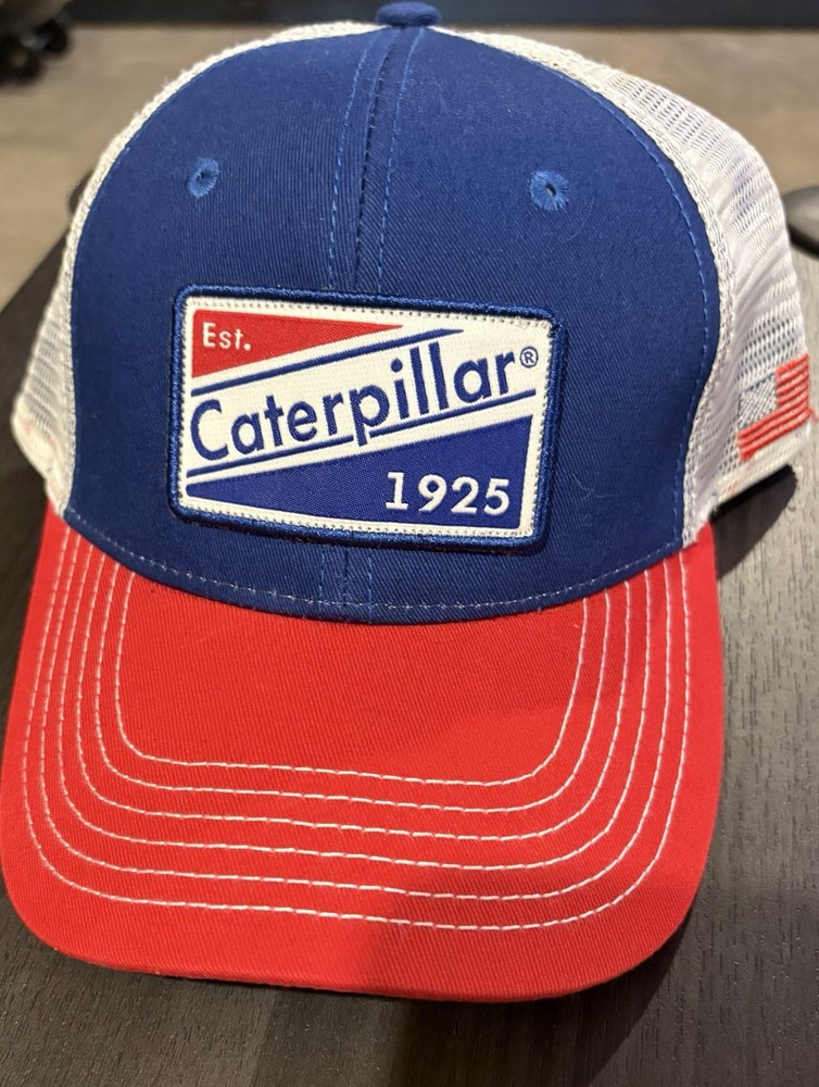 Caterpillar Equipment Blue Red White SnapBack Hat