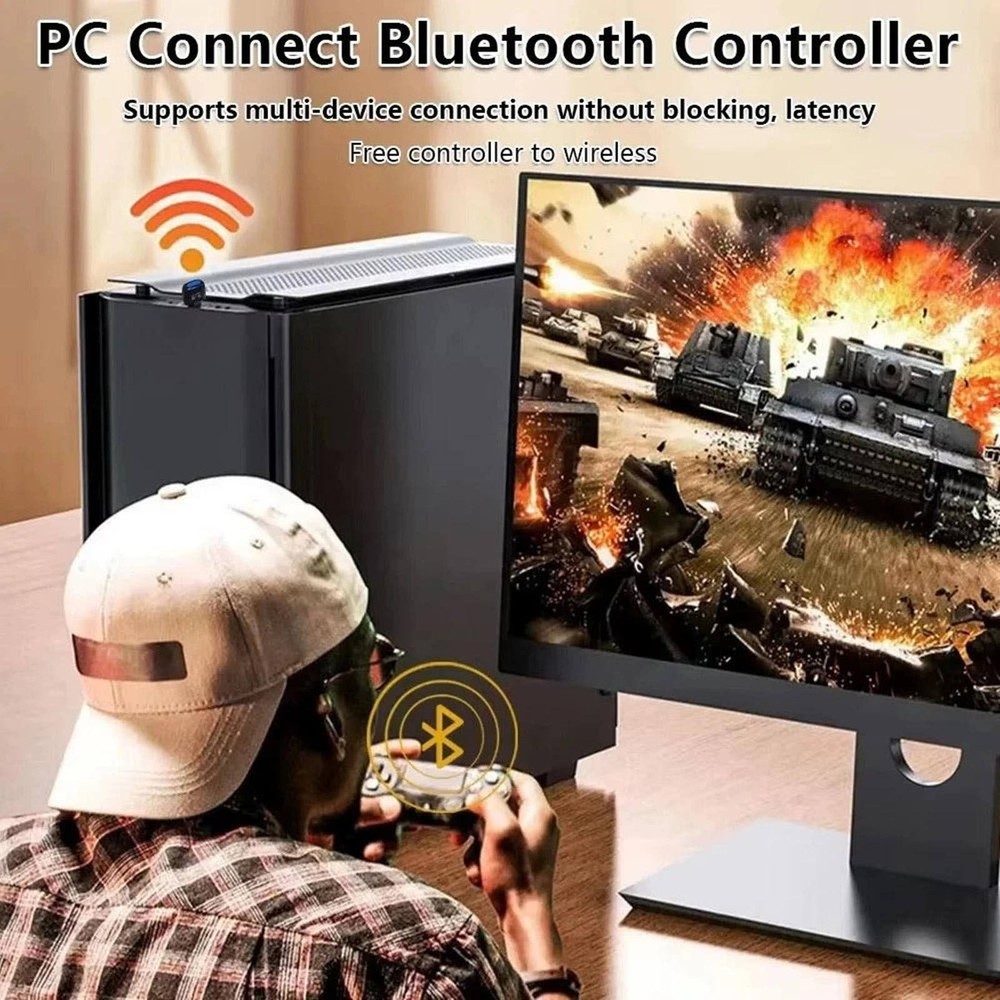 Bluetooth 5.4 USB Adapter for Windows 11 10 8.1 7 Plug Play Wireless Headset