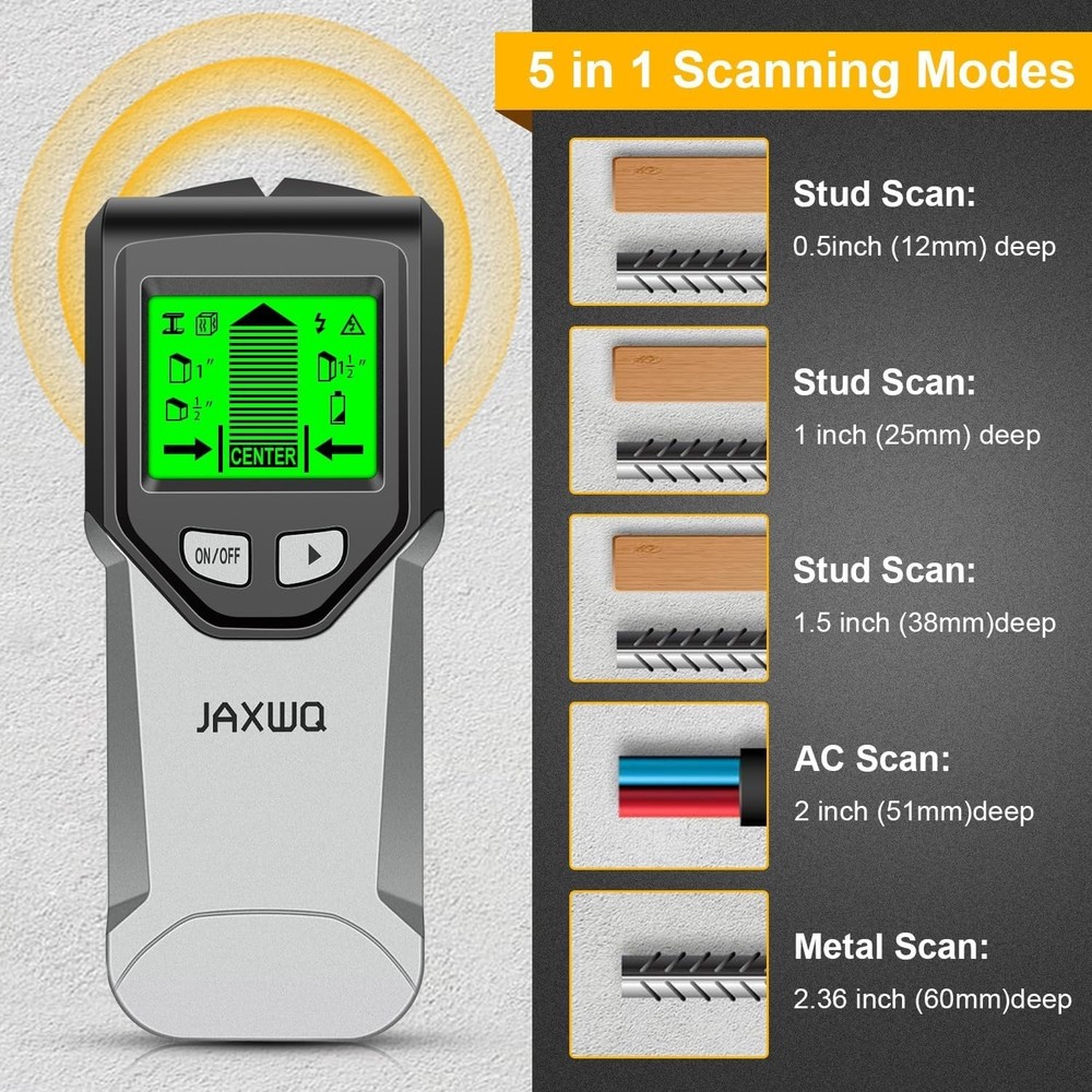 Advanced Stud Finder - 5 Scan Modes & High-Visibility LCD for Safe DIY Projects
