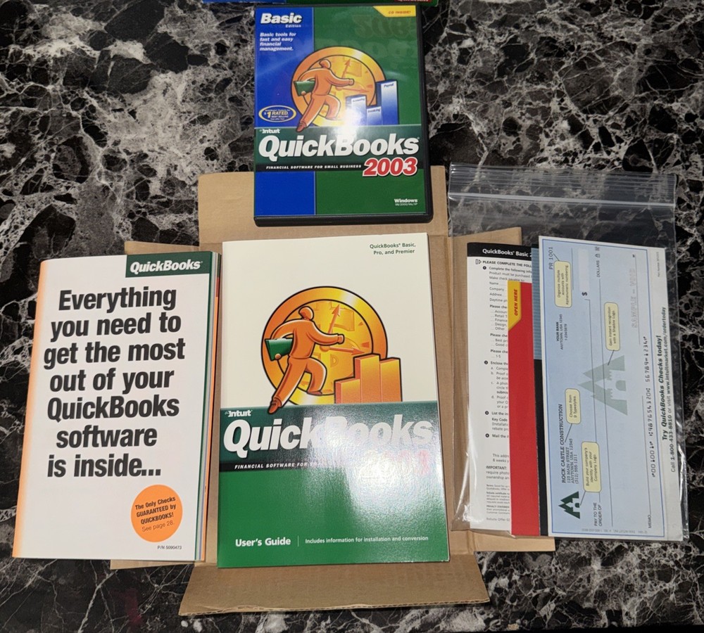 Intuit QuickBooks Basic Edition 2003 - Includes Box, Book, Disc, & Code