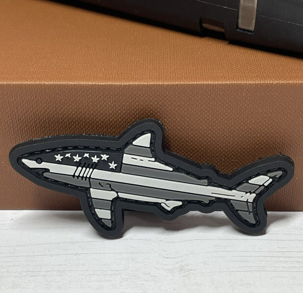 Tactical PVC Patch - Morale American Flag Shark Patch - Navy Seal Patch