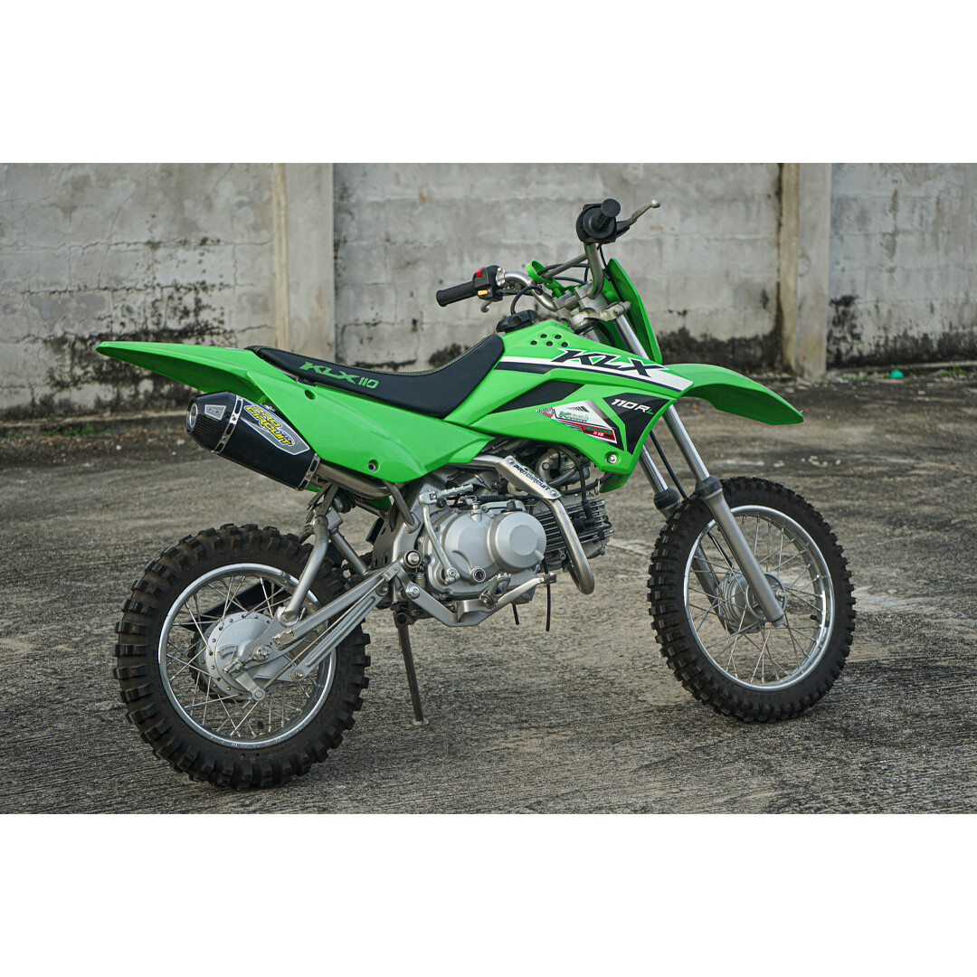 PIPE EXHAUST MUFFLER RACING CARBON FULL SYSTEM BLACK KAWASAKI KLX110 KLX110L