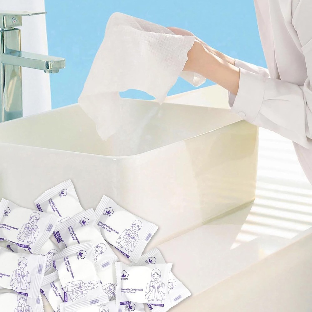 Extra Large 23 x 12 inch Disposable Compressed Towel, 16 Pack Expandable Bulk...