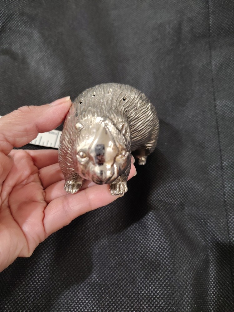 Silverplate Vintage Porcupine Charcuterie Toothpick Holder Housewarming Japan