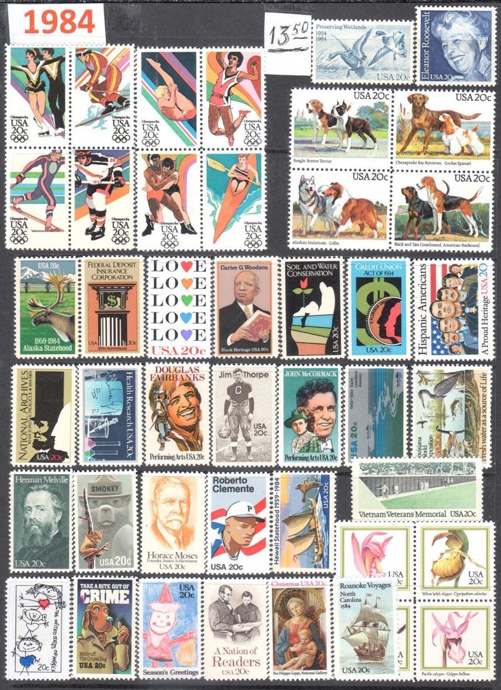 USA 1984 Full Year MNH 44 Stamps Set