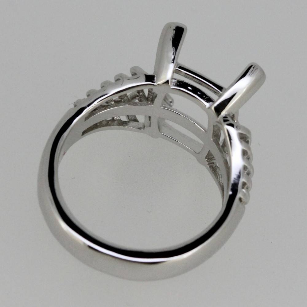 Sterling Silver Semi Mount Ring Setting cabochon Cushion Cu 12x10mm
