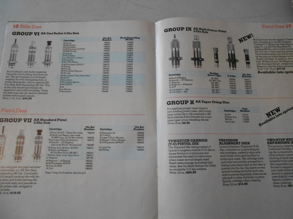 Lyman Reloading Catalog 1979 Metallic Sights